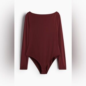 H&M Boat Neck Bodysuit Burgundy